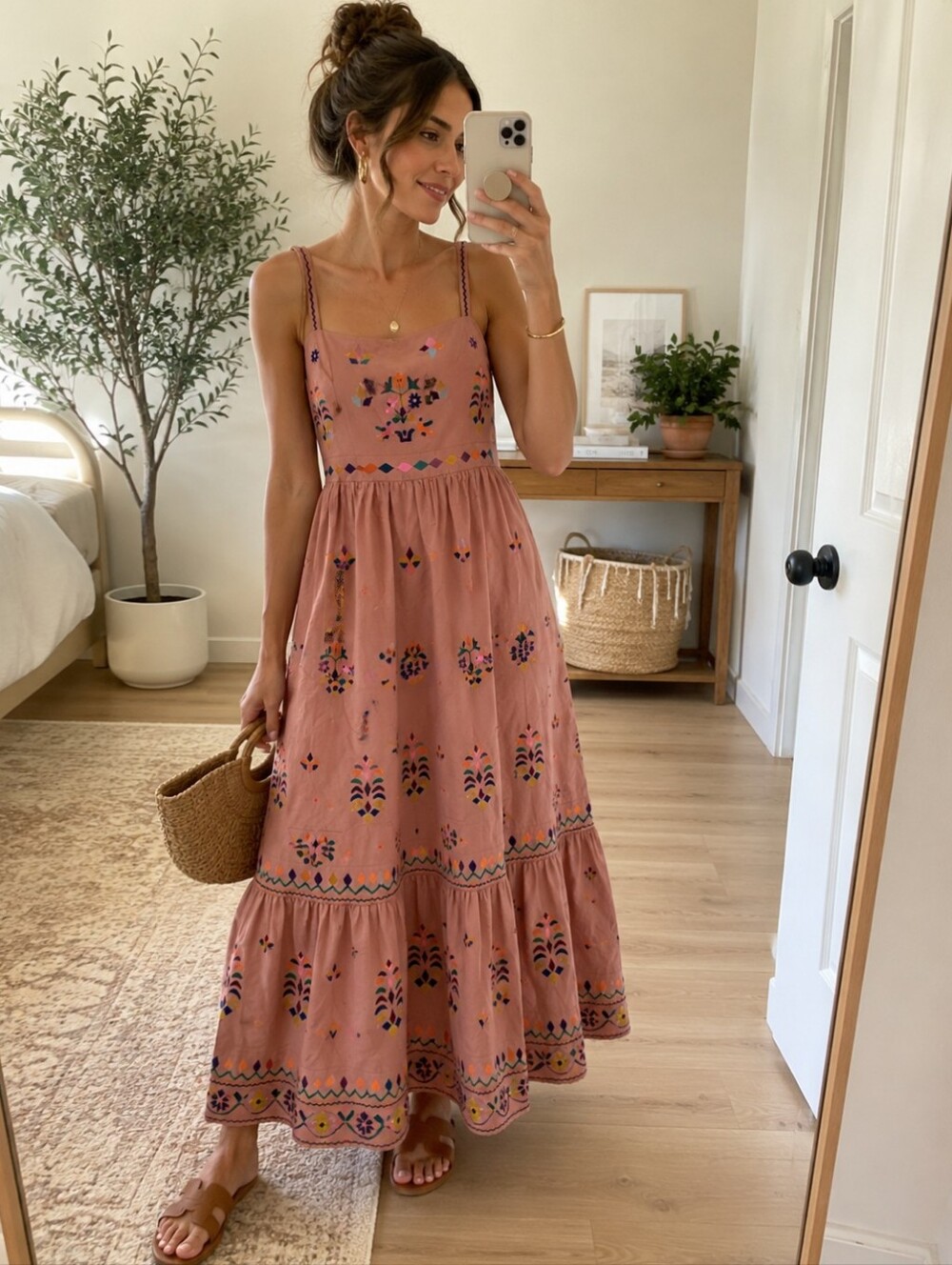 NEW! Anthropologie Payal Pratap Amber Linen Embroidered Maxi Dress
